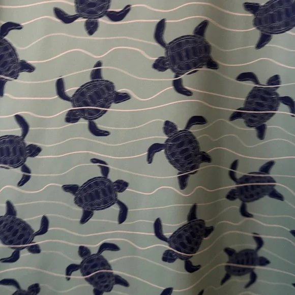 Waggle Men’s (L) Polo Shirt Stretch Performance Size L Aqua Blue Turtle Pattern - Picture 6 of 8